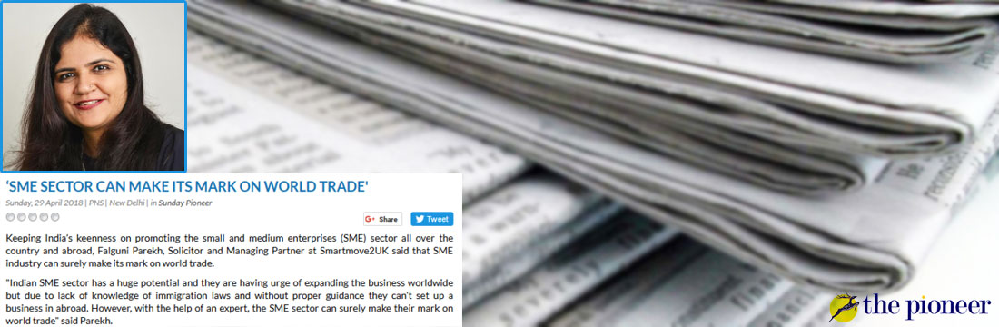 Our SRA-regulated solicitor, not practising, is quoted by the Daily Pioneer regarding Indian SME sectorÔÇÖs scope in the world