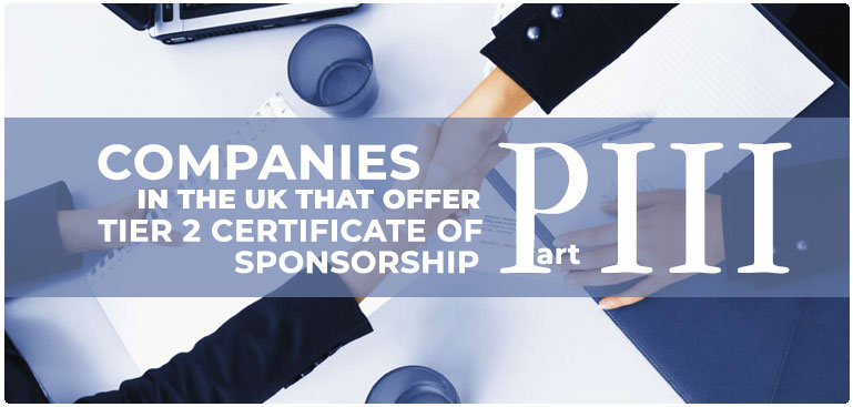 Companies in the UK that offer Tier 2 Certificate of Sponsorship Final Part
