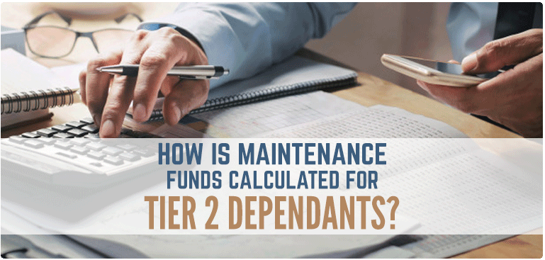 How is maintenance funds calculated for Tier 2 dependants?