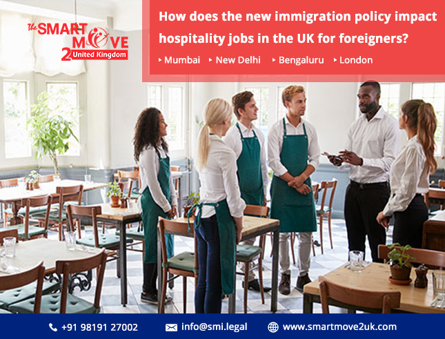 How does the new immigration policy impact hospitality jobs in the UK for foreigners?