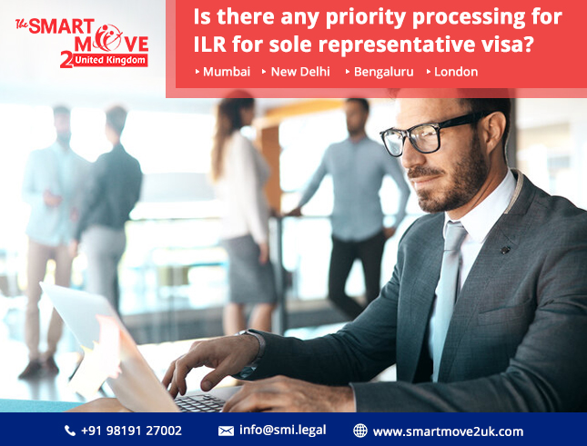 Is there any priority processing for ILR for sole representative visa?