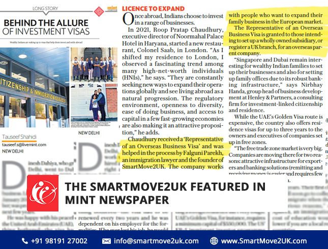 The SmartMove2UK Featured in Mint Newspaper: A Reflection of Our Commitment to Delivering Exceptional Immigration Services